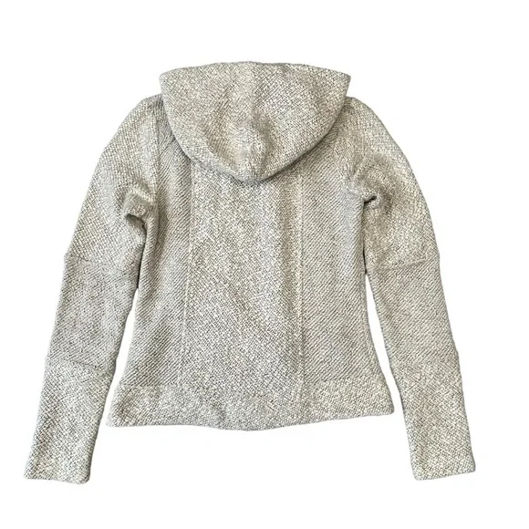 Lucky Brand Woven Asymmetrical Zip Hoodie. Gray White Size Small #1238 - Picture 6 of 10